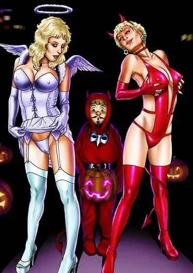 Annesi ve Teyzesiyle Cadılar Bayramını Kutluyor & Hell-O-Ween [MILFToon]